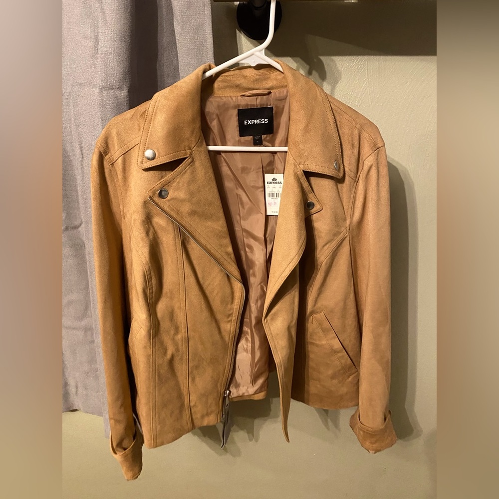 Tan suede jacket.